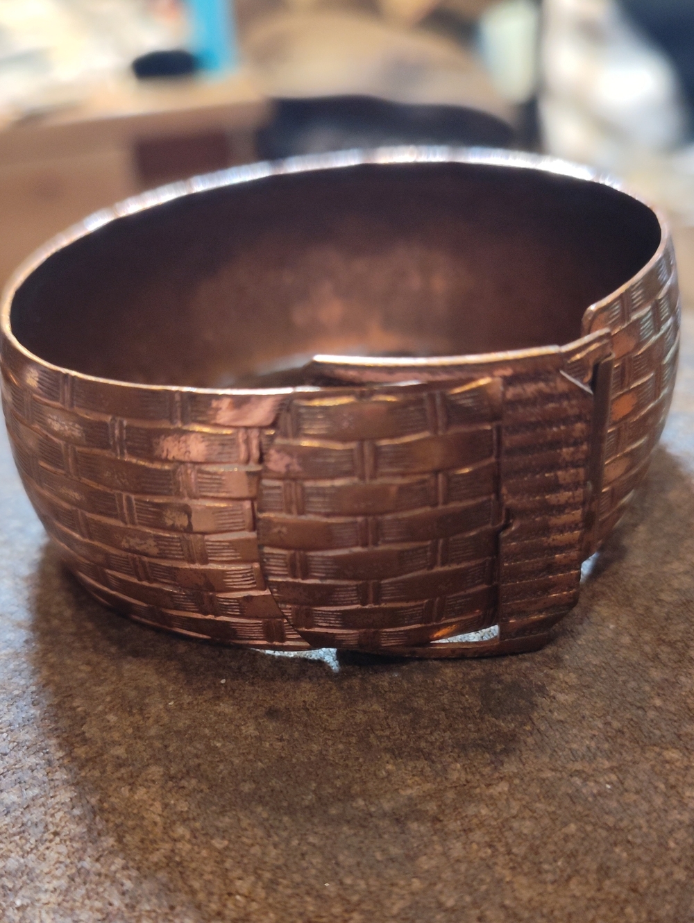 Unisex Coppercraft Guild Vintage Copper Basketweave Buckle Cuff Bracelet